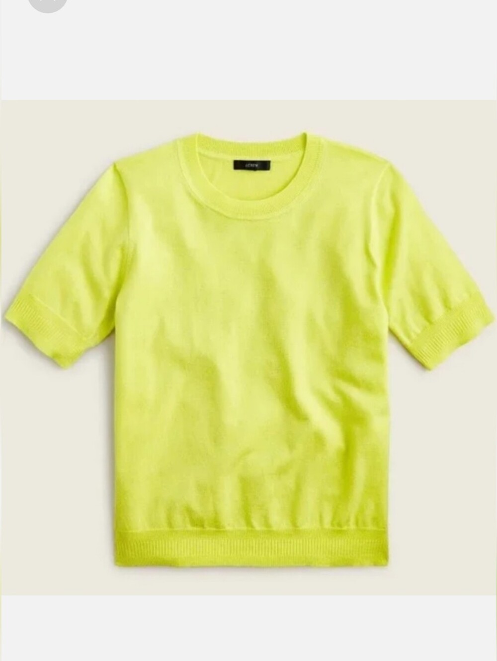 J Crew Short-sleeve Silk Blend Crewneck Sweater In Neon Yellow Size Medium NWOT